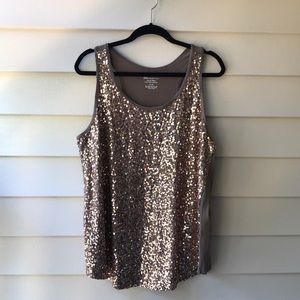 Lane Bryant Fun & Flirty Gold Sequin Tank - 14/16